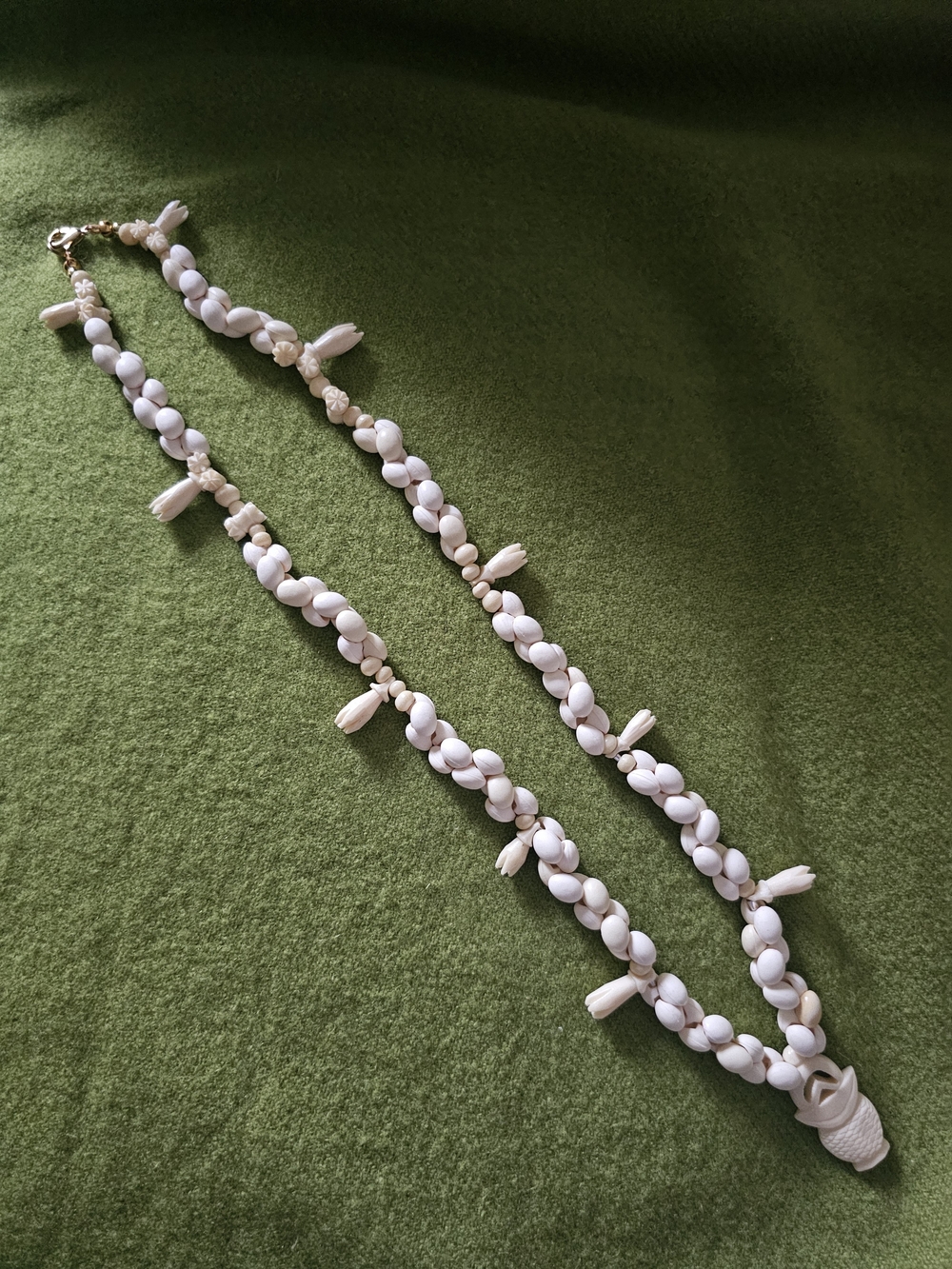 White Shell Statement Necklace with Cream Accents